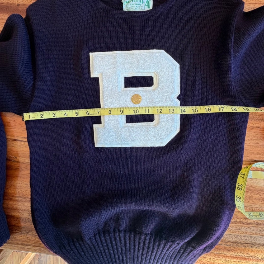 Imperial Official Award 1950s Sweater Varsity Wool VTG Lettermen Academia Sz 40 - Picture 14 of 16